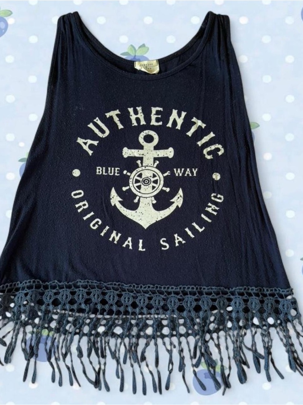 Cute Blue Anchor Design Girl Top
